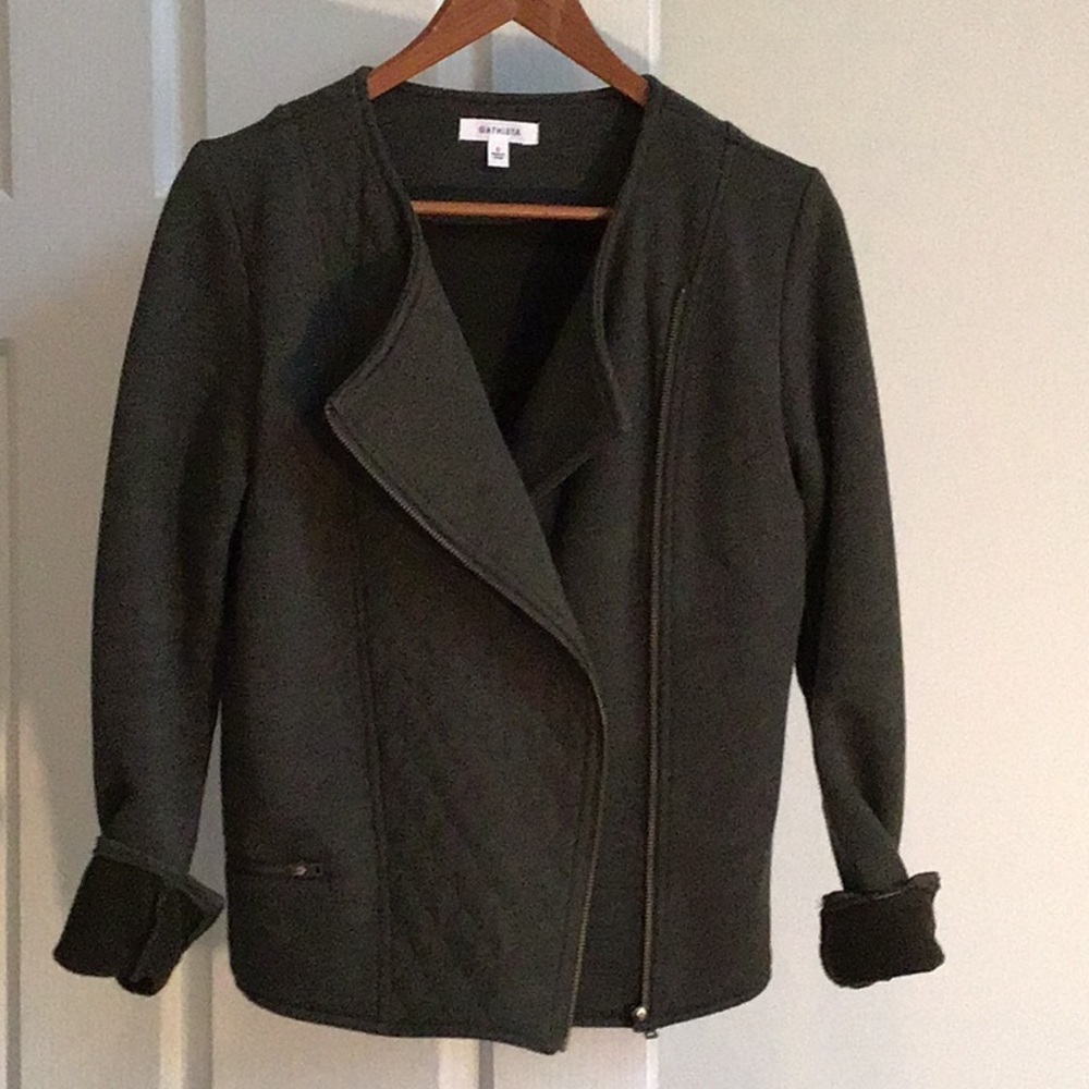 Quilted crop asymmetrical jacket